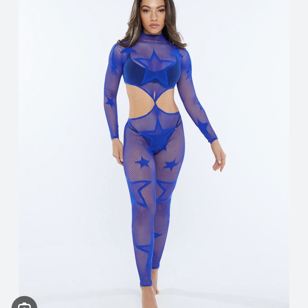 Savage Lingerie Shining Star Bodystocking Catsuit, Dreamy Blue